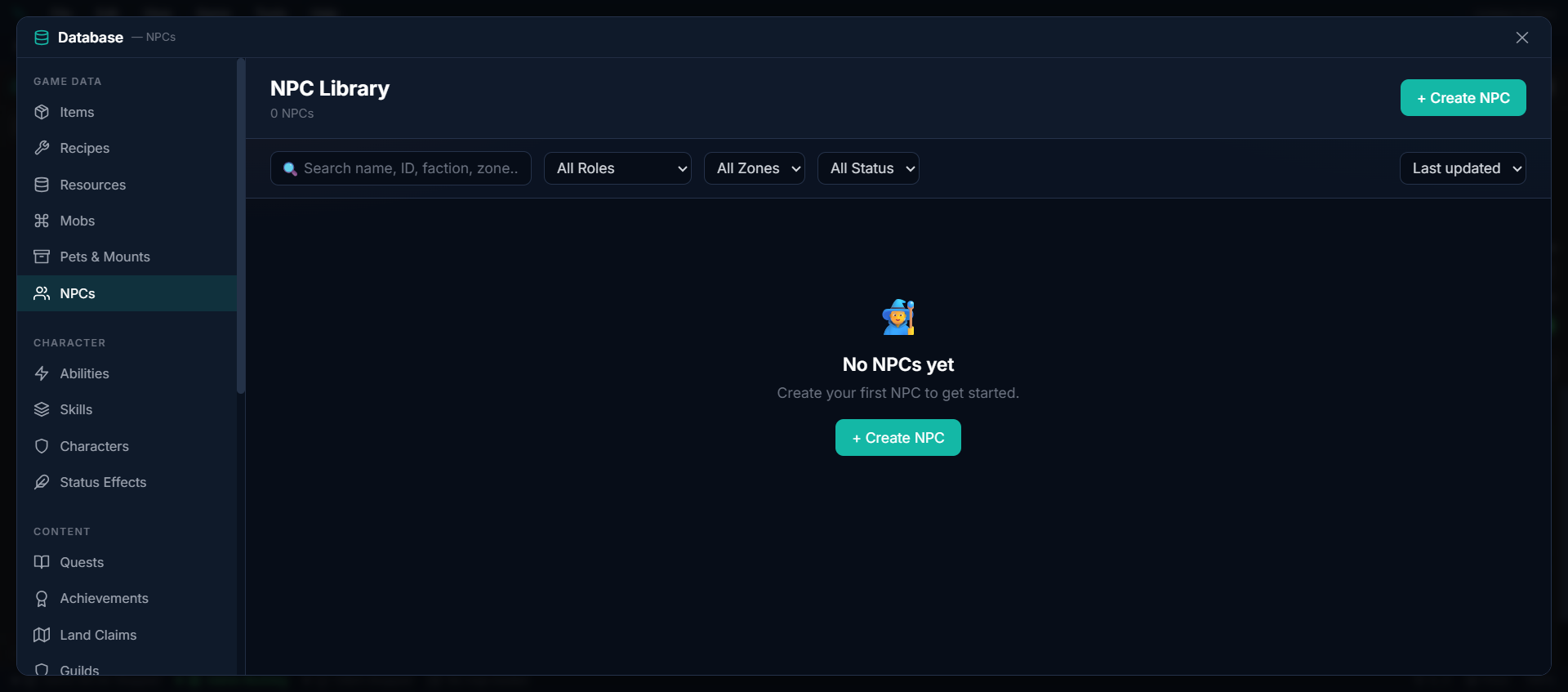 NPC editor — Creating a shopkeeper with portrait, position, and linked shop